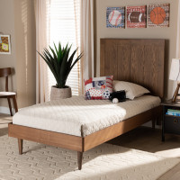 Baxton Studio Nicola-Ash Walnut-Twin Baxton Studio Nicola Mid-Century Modern Transitional Ash Walnut Finished Wood Twin Size Platform Bed